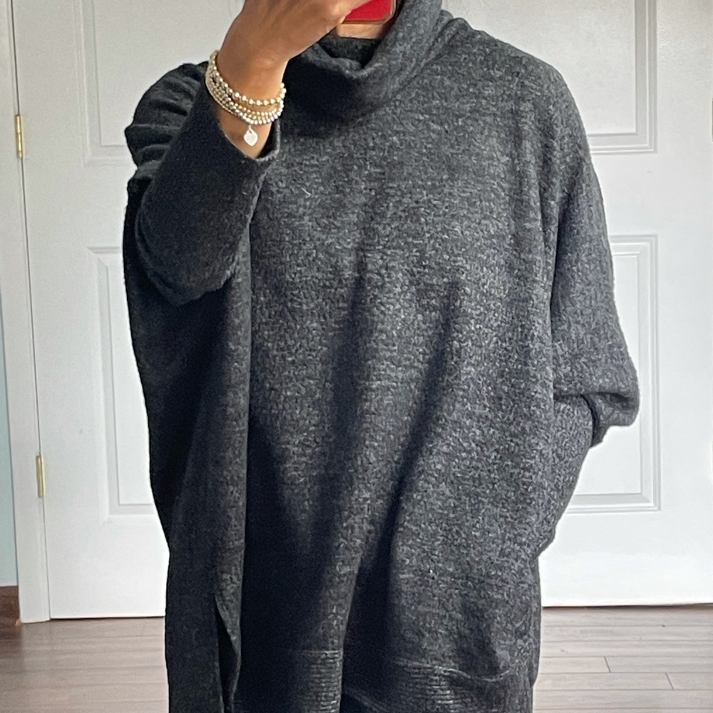 Akira Dark Gray Poncho Style High Low Sweater size M/L - Picture 4 of 14